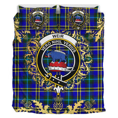 Weir Modern Tartan Crest Bedding Set - Golden Thistle Style