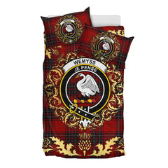Wemyss Tartan Crest Bedding Set - Golden Thistle Style