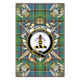 Whitelaw Tartan Crest Black Garden Flag - Gold Thistle Style