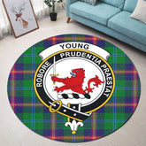 Young Modern Tartan Crest Round Rug