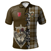 Baillie Dress Tartan Polo Shirt - Lion Rampant And Celtic Thistle Style