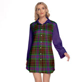 Brodie Hunting Modern Tartan Women's Lapel Shirt Dress With Long Sleeve