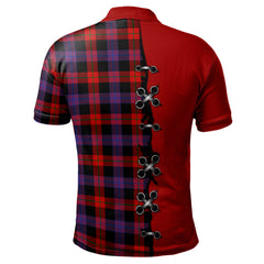 Broun Modern Tartan Polo Shirt - Lion Rampant And Celtic Thistle Style