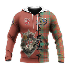 Bruce Ancient Tartan Hoodie - Lion Rampant And Celtic Thistle Style