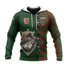 Bruce Hunting Tartan Hoodie - Lion Rampant And Celtic Thistle Style