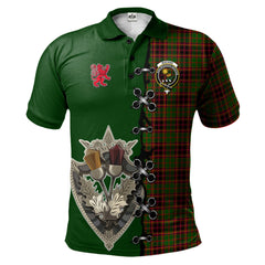 Buchan Modern Tartan Polo Shirt - Lion Rampant And Celtic Thistle Style