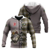 Buchanan Dress Tartan Hoodie - Lion Rampant And Celtic Thistle Style