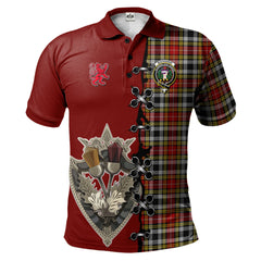 Buchanan Old Dress Tartan Polo Shirt - Lion Rampant And Celtic Thistle Style