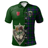 Carmichael Modern Tartan Polo Shirt - Lion Rampant And Celtic Thistle Style