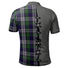 Colquhoun Dress Tartan Polo Shirt - Lion Rampant And Celtic Thistle Style
