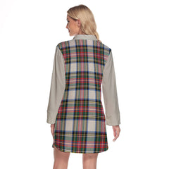 Dennistoun Tartan Women's Lapel Shirt Dress With Long Sleeve