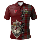 Douglas Ancient Red Tartan Polo Shirt - Lion Rampant And Celtic Thistle Style