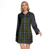 Fletcher Of Dunans Tartan Women's Lapel Shirt Dress With Long Sleeve