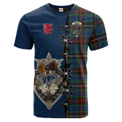 Fraser Hunting Ancient Tartan T-shirt - Lion Rampant And Celtic Thistle Style
