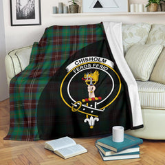 Chisholm Hunting Ancient Tartan Crest Blanket Wave Style