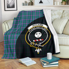 Pitcairn Hunting Tartan Crest Blanket Wave Style