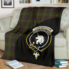 Cunningham Hunting Modern Tartan Crest Blanket Wave Style