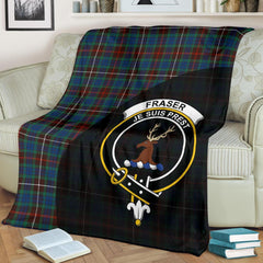 Fraser Hunting Ancient Tartan Crest Blanket Wave Style