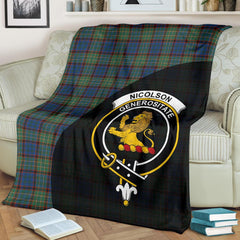 Nicolson Hunting Ancient Tartan Crest Blanket Wave Style