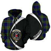 Colquhoun Modern Tartan Crest Zipper Hoodie - Circle Style