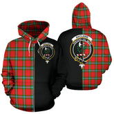 MacLaine of Loch Buie Tartan Crest Zipper Hoodie - Half Of Me Style