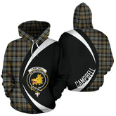 Campbell Argyll Weathered Tartan Crest Hoodie - Circle Style