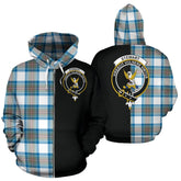 Stewart Muted Blue Tartan Crest Zipper Hoodie - Half Of Me Style