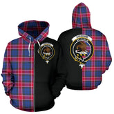 Graham of Menteith Red Tartan Crest Zipper Hoodie - Half Of Me Style