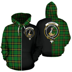 Wallace Hunting Green Tartan Crest Zipper Hoodie - Half Of Me Style