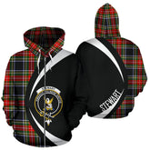 Stewart Black Tartan Crest Zipper Hoodie - Circle Style