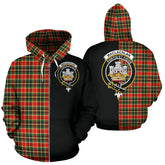 MacLachlan Hunting Modern Tartan Crest Zipper Hoodie - Half Of Me Style