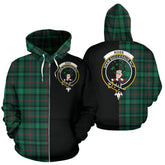 Ross Hunting Modern Tartan Crest Zipper Hoodie - Half Of Me Style