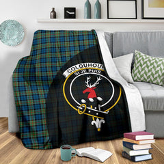 Colquhoun Ancient Tartan Crest Blanket Wave Style