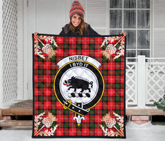 Nisbet Modern Tartan Crest Quilt - Gold Thistle Style SP