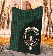 Ross Hunting Modern Tartan Crest Blanket Wave Style - SP