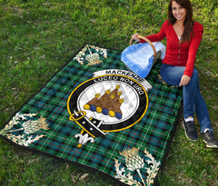 MacKenzie Ancient Tartan Crest Premium Quilt - Gold Thistle Style SP