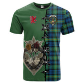 Gordon Ancient Tartan T-shirt - Lion Rampant And Celtic Thistle Style