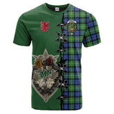 Gordon Old Ancient Tartan T-shirt - Lion Rampant And Celtic Thistle Style