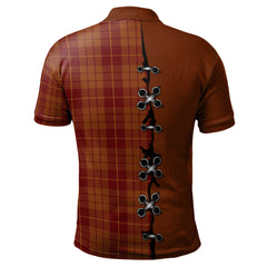 Hamilton Red Tartan Polo Shirt - Lion Rampant And Celtic Thistle Style