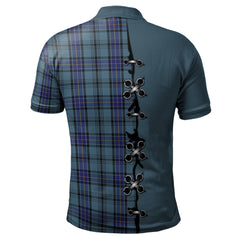 Hannay Blue Tartan Polo Shirt - Lion Rampant And Celtic Thistle Style