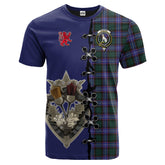 Hunter Modern Tartan T-shirt - Lion Rampant And Celtic Thistle Style