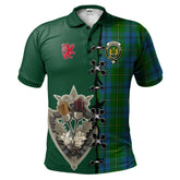 Johnston Tartan Polo Shirt - Lion Rampant And Celtic Thistle Style