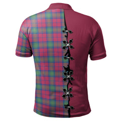 Lindsay Ancient Tartan Polo Shirt - Lion Rampant And Celtic Thistle Style