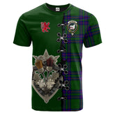 Lockhart Modern Tartan T-shirt - Lion Rampant And Celtic Thistle Style