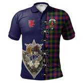 Logan Modern Tartan Polo Shirt - Lion Rampant And Celtic Thistle Style