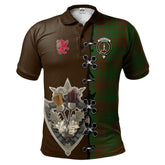 MacAlister of Glenbarr Hunting Tartan Polo Shirt - Lion Rampant And Celtic Thistle Style