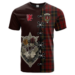 MacAlister of Skye Tartan T-shirt - Lion Rampant And Celtic Thistle Style