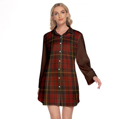 MacAlister Of Skye Tartan Women's Lapel Shirt Dress With Long Sleeve