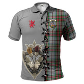 Macbain Dress Tartan Polo Shirt - Lion Rampant And Celtic Thistle Style