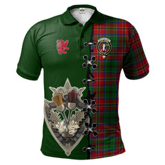 MacCulloch Tartan Polo Shirt - Lion Rampant And Celtic Thistle Style